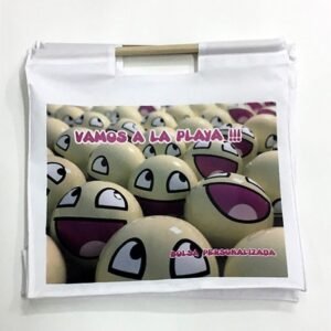 Bolsa personalizada con fotos asas de madera