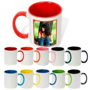 Taza personalizada con fotos interior y asa de color - Rojo
